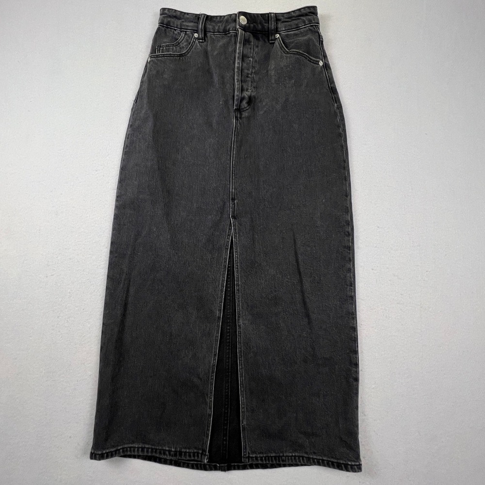Rolla's Denim Maxi Skirt Womens 26 Black High Waist Long Jean Skirt Jean Faded